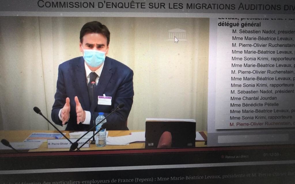 Marie Béatrice LEVAUX, Présidente de la FEPEM et Pierre-Olivier RUCHENSTAIN, Directeur général, auditionnés par la commission d’enquête sur les migrations à l’Assemblée nationale le 22 juillet.